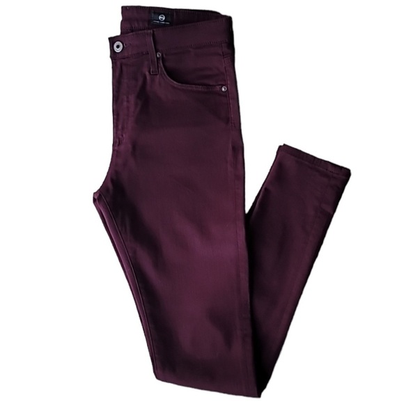 AG ADRIANO GOLDSCHMIED “The Farrah Skinny” Jeans in Burgundy Size 27R - Picture 3 of 10